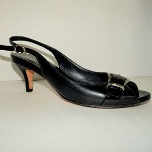 Cole Haan Black Leather Slingback Heels